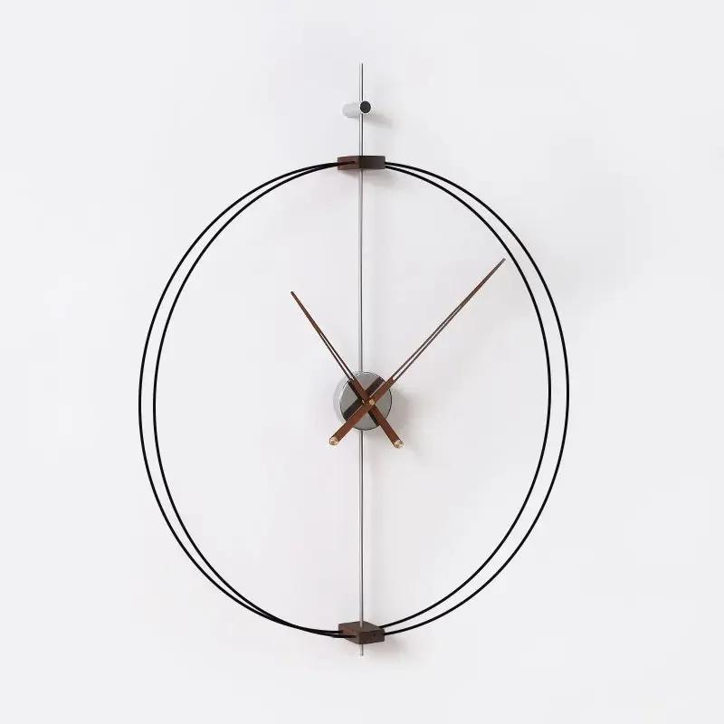

Spanish Minimalist Wall Clock Creative Luxury Living Room Art Clocks Solid Wood Pointer Large Wall Clock Silent Movement Clocks 60CM