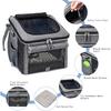 Dog Bike Basket, Soft-Sided Dog Bike Carrier with 4 Mesh Windows for Small Dog Cat Puppies - Grey