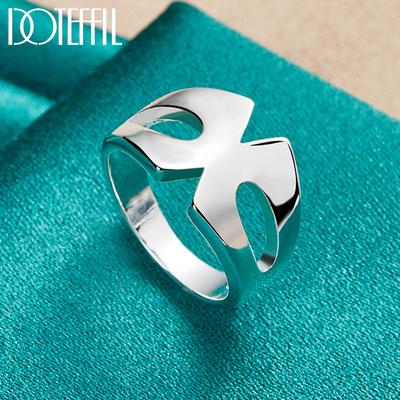 925 Sterling Silver Geometric Smooth Ring Fashionable Wedding Jewelry
