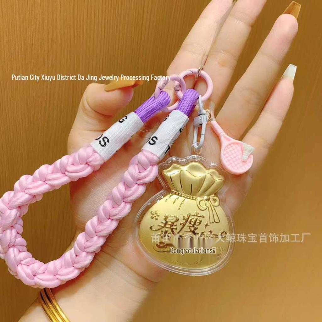 999 Fine Gold Lucky Bag Keychain Pendant & Phone Lanyard Gift