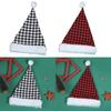 Christmas Santa Hat Plaids Santa Hat Cute Plush Hat for Christmas Costume Party and Holiday Party Props