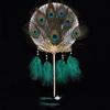 Peacock Feather Fan, Traditional Style Long Handle, Hanfu and Cheongsam Accessory, Handheld Fan for Performance and Photography Prop