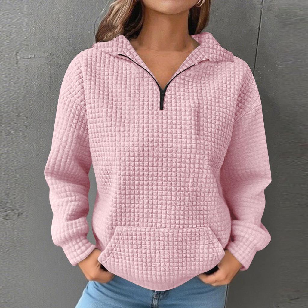 Ladies Fashion Casual Long Sleeve Pullover Top With  Pockets