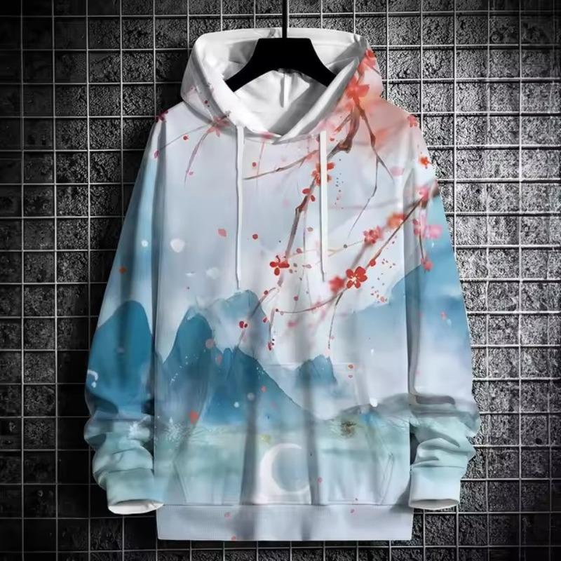 Men's Trendy 3D Printed Hoodie with Star & Number 10 Design - Casual Fashion Pullover, Machine Washable