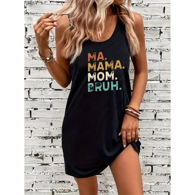 

Women s Summer Sleeveless Tank Top Dress Sexy Women s summer loose sleeveless short mini dress with black print S