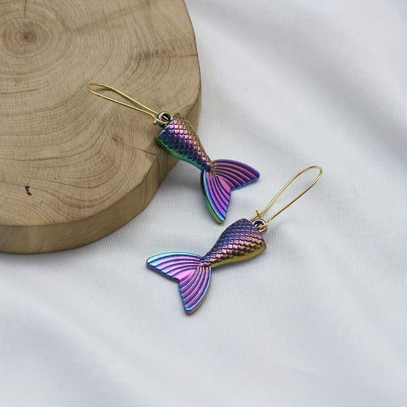 A Pair of Personalized Creative Colorful Stereoscopic Mermaid Tail Earrings for Party Wear