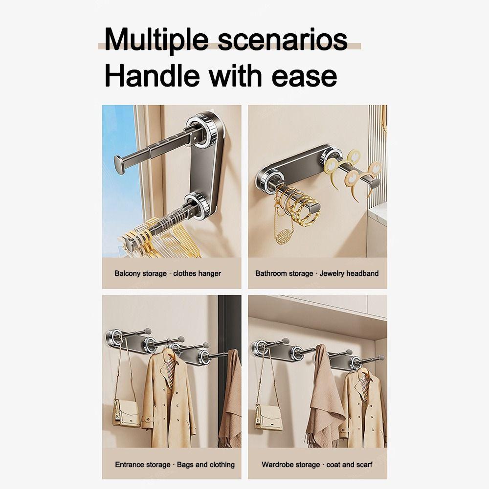 No Drill Clothes Hanger Retractable Hanger Organizer Reusable Hook  for Balcony&Laundry