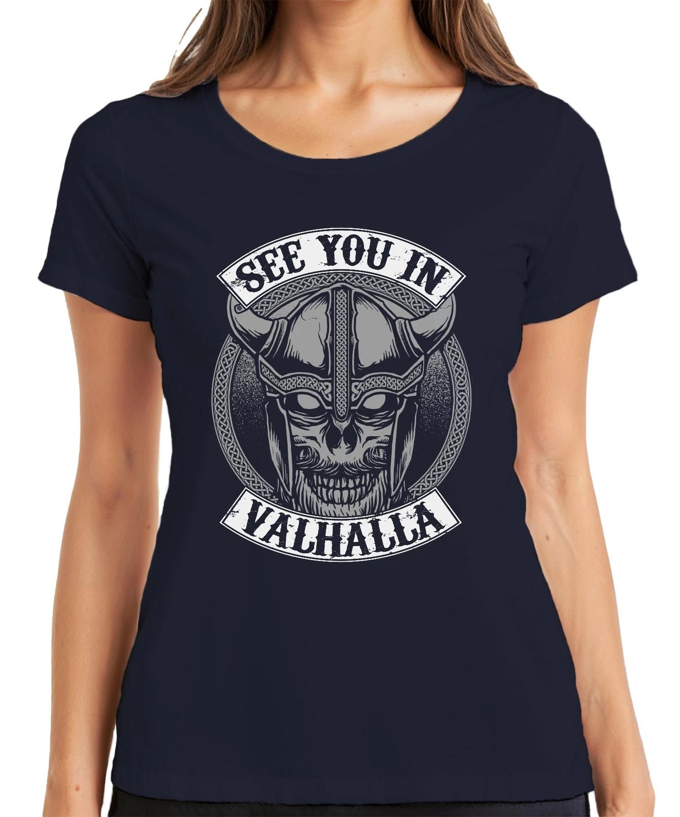 See you in Valhalla Wikinger Schädelhelm Nordisch Knoten Grunge Damen T-Shirt XXXXL
