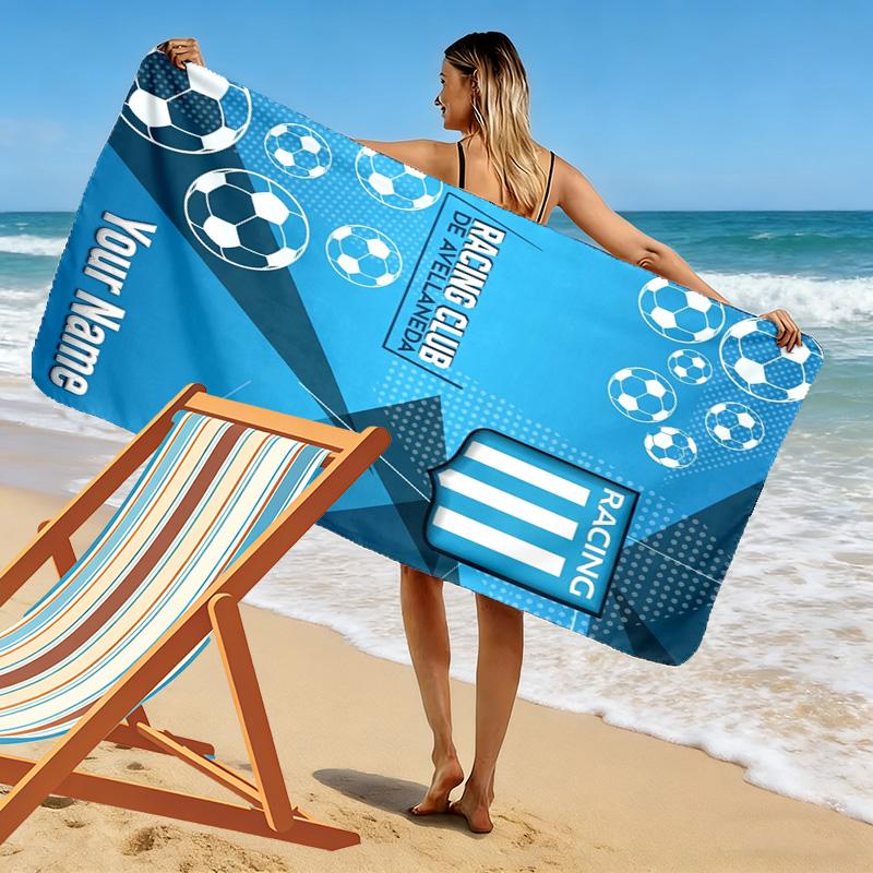 Name Custom Racing Club Print Beach Towel, Large Soft Quick Dry Towel for Beach Camping Swimming