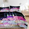 3-teiliges Huntrix K-Pop Bettwäsche-Set - Maschinenwaschbar, Enthält 1 Bettbezug und 2 Kissenbezüge, Ohne Füllung, Ganzjahres-Heimdekoration für