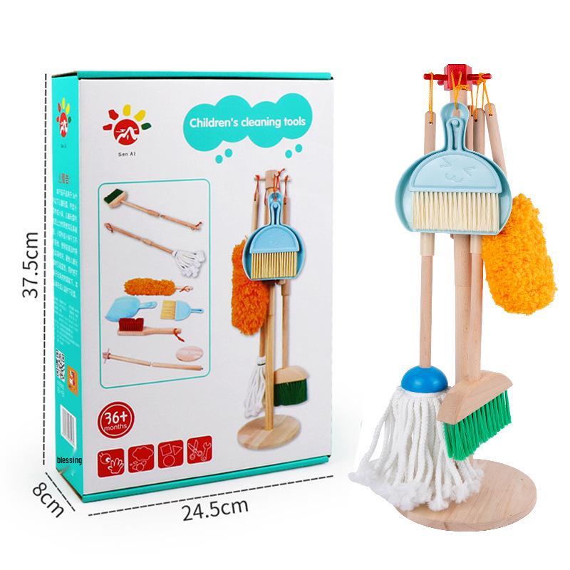 Kids' Wooden Cleaning Set: Pretend Play Housekeeping Toys for Kindergarten Boys & Girls
