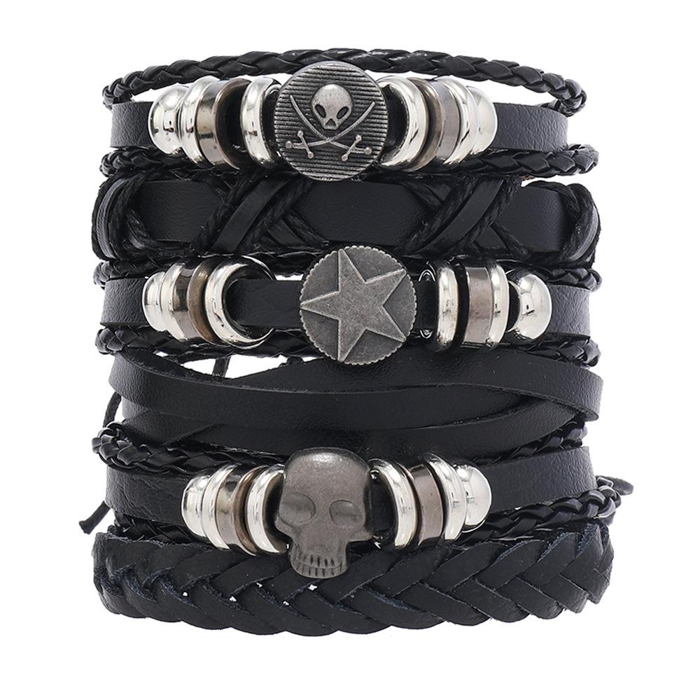 Men's Retro Multi-Layer Handmade Leather Bracelet Set