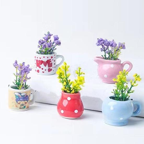 6/8Pcs Mini Ceramic Vase Refrigerator Magnet Home Office Kitchen Locker Fridge 3D Miniature Flower Vase Magnetic Decoration Ornament