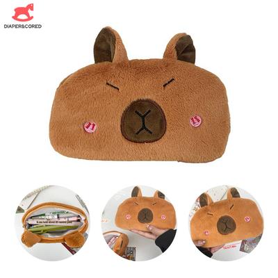 1 Stück Capybara Plüsch-Federmäppchen Cartoon Capybara Große Kapazität Stifttasche Schreibwaren-Aufbewahrungstasche Kosmetiktasche