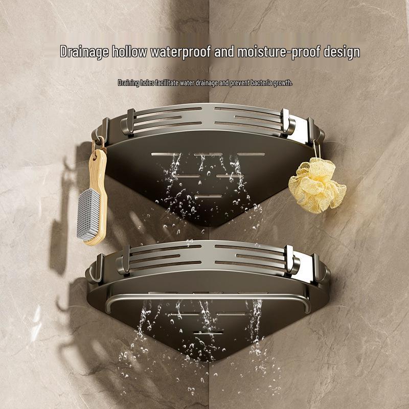 No-Drill Bathroom Corner Shelf Storage Rack