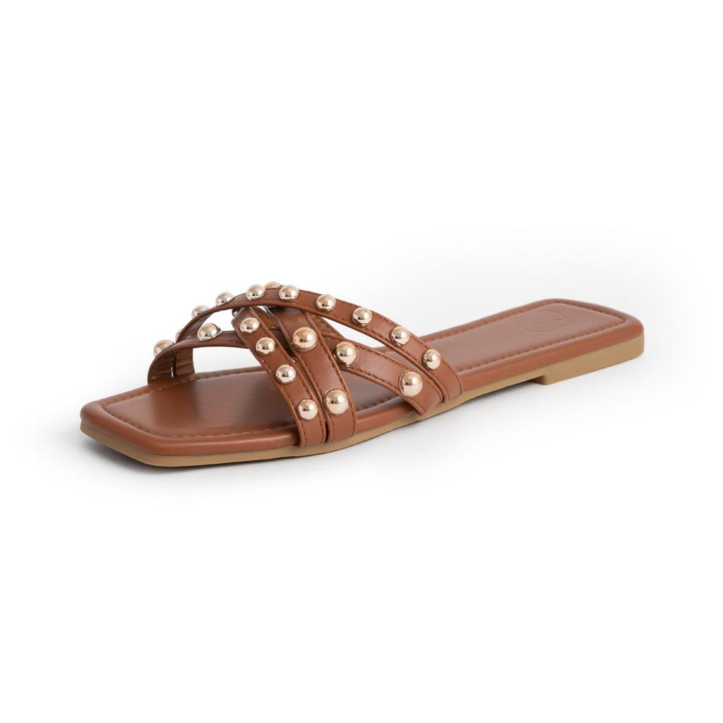 2024 New Arrival Women's Rivet Flat Sandals - Summer Beach Slippers