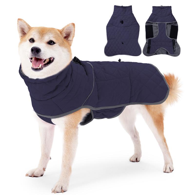 Winter Warm Velvet Fleece Dog Coat Waterproof Reflective Jacket Pet Cotton-padded Jacket Coat For Medium Large Dogs