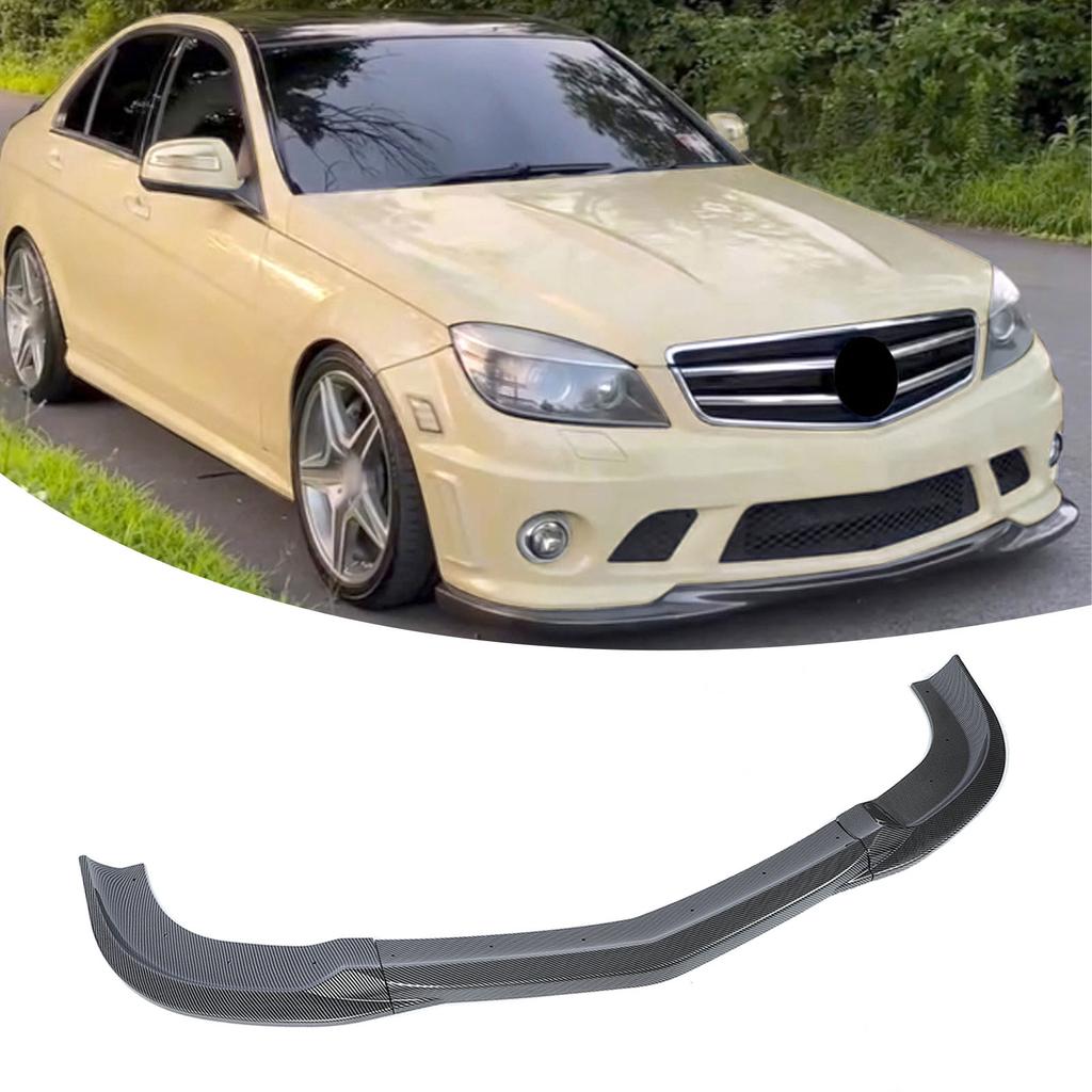 3Pcs Front Bumper Lip Spoiler Splitter Sporty Look Front Lip Spoiler Splitter Protector for C-Class W204 Pre-Facelift C63   2007 to 2010