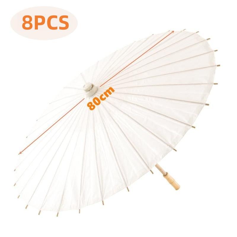 8-30PCS White Parasol Paper Bamboo Umbrellas Paper Umbrella Wedding Party Favor for Bridal Shower Decor Photo Props 60/84cm