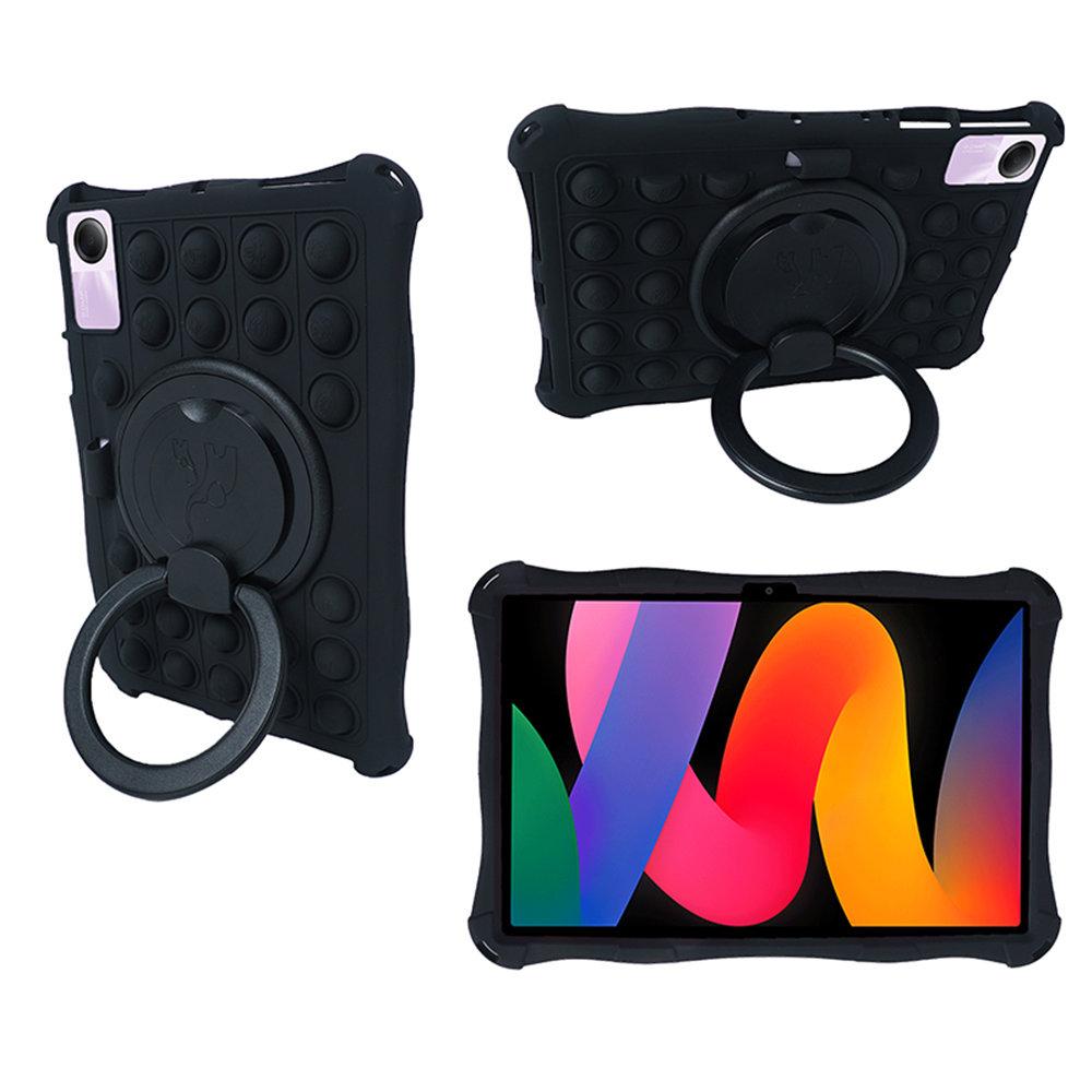 

Игрушки-пузыри Мягкий силиконовый безопасный для детей чехол для Xiaomi Redmi Pad SE 11 дюймов, вращающаяся на 360 градусов ручка-подставка, противоударная крышка для планшета Redmi Pad SE чёрный