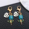 Blue Drip Oil Tulip Heart Lobster Clasp Pendant – Elegant Bag Charm Gift