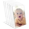 Acrylic Sign Holder Frameless Picture Frame Display Stand Clear Paper Holder Table Menu Photo for Wedding Office Restaurant