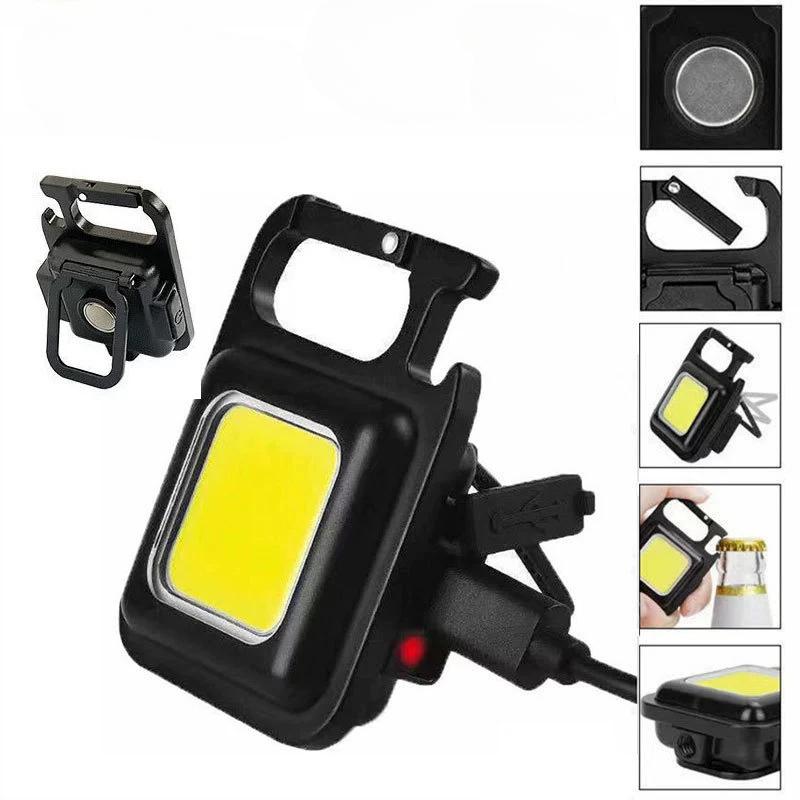 Portable LED Flashlight Mini Rechargeable Multifunctional Work Light Keychain Small Pocket Lights for Car Lighting