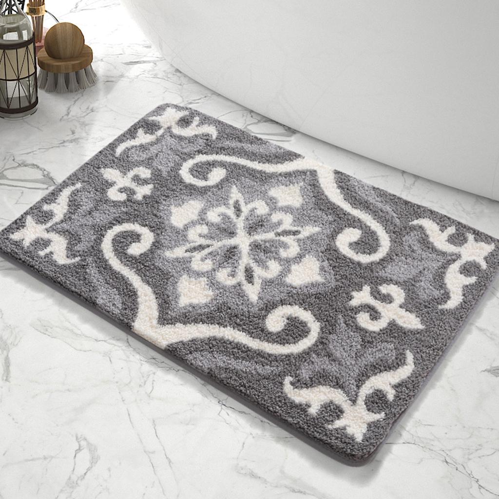 Simple Geometric Bath Mats Strong Water-absorbent Anti-slip Carpet Flocked Home Bathroom Quick-drying Foot Mat