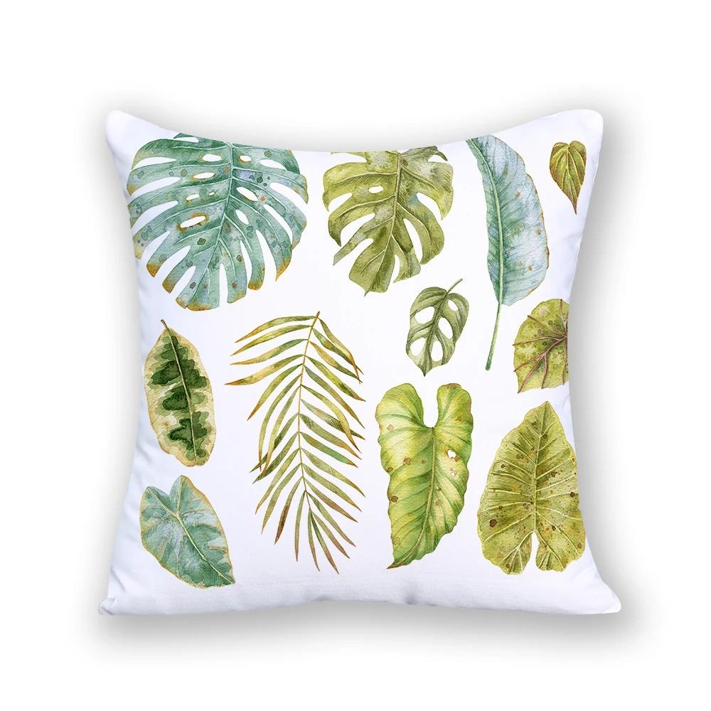 Tropical Plant Red-crowned Crane Home Decoration Bohemian Style Cartoon Cushion Cover Office Square Decorative Pillow Cover