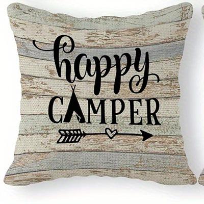 Home Decor Happy Campers-Themed Digital Print Pillow Covers Pattern Cushion Cover Suitable For Sofa Bedroom Car Pillow Cover