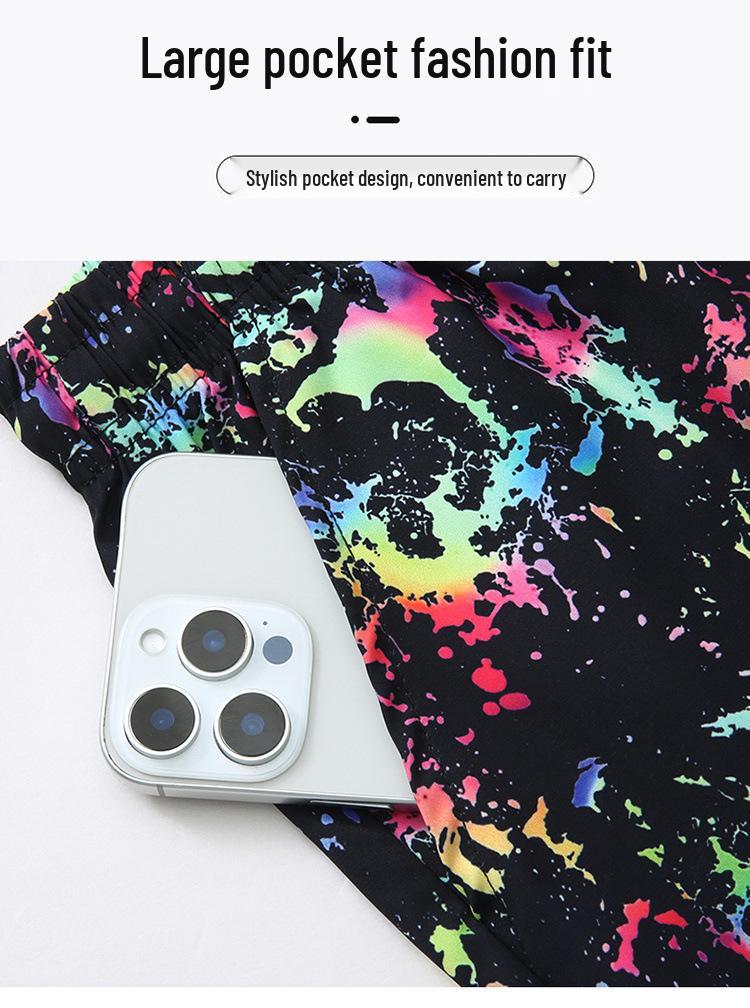 2025 Summer Ice Silk Quick-Dry Graffiti Bermuda Shorts