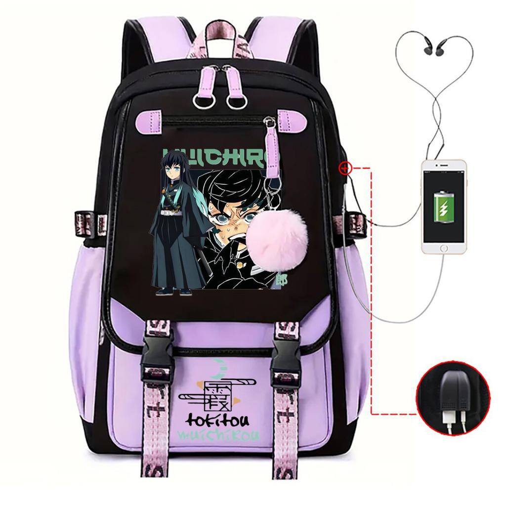 New Animation Schoolbag Children's Contrasting Colors Neutral Printed Primary and Secondary School Students Leisure Backpack with USB Port