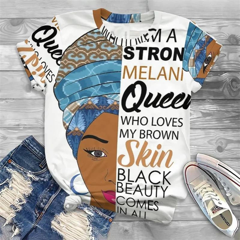 

Новые летние женские винтажные футболки в африканском стиле с круглым вырезом, футболки, женская повседневная одежда с коротким рукавом, модный черный наряд для девочек S