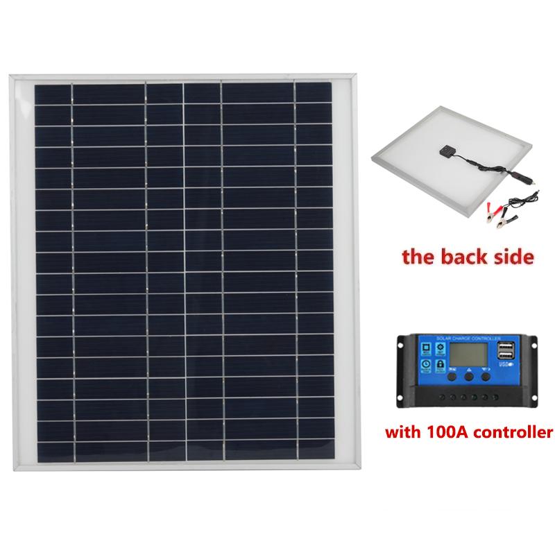 300W Solar Panel 18V Aluminum Monocrystalline Dual USB Power Portable Outdoor Solar Cell Solar Generator for Phone Laptop Camper