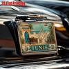 2D Flat Piece, Vintage Metal License Plate, TUNIS Aluminum Logo with Market and Mosque Scene, Suitable for Homes, Bars, Cafes