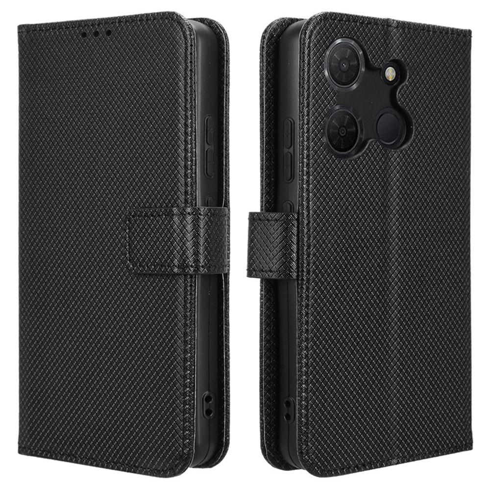 

For TCL 503 Case PU Leather Diamond Texture Wallet Phone Cover Black