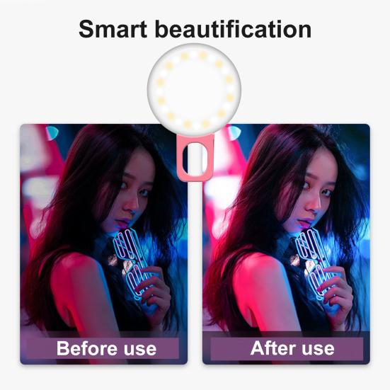 

Yousheng Portable LED Selfie Flash Fill Light 3 Adjustable Mode 20 Beads Easy Clip-On Brighten Live Beauty Fill Light