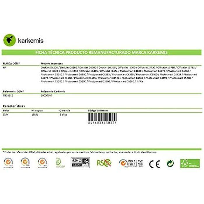 Cartouche d'encre - KARKEMIS - K-010155 - Multi-couleurs - Compatible avec plusieurs imprimantes - Pack de 1