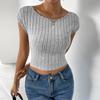 Fashion Gray Knitted Crop Top Summer Women Fall Slim Sweater Short Sleeveless Solid Sexy Backless Short Knit Tops Pullover 2025