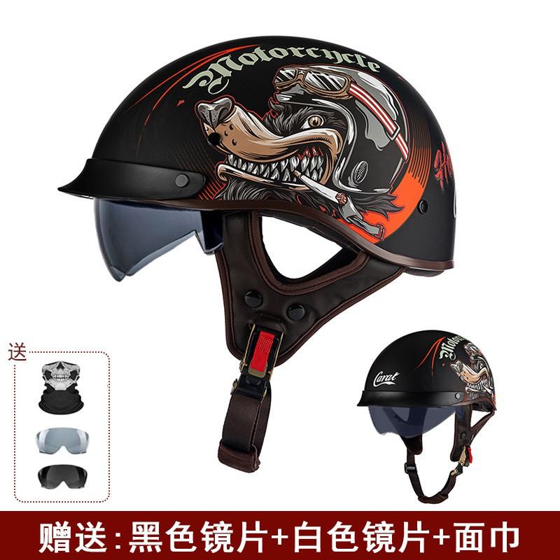Vintage Half Face Motorcycle Helmet Men Women Retro Cruiser Style DOT Approved Open