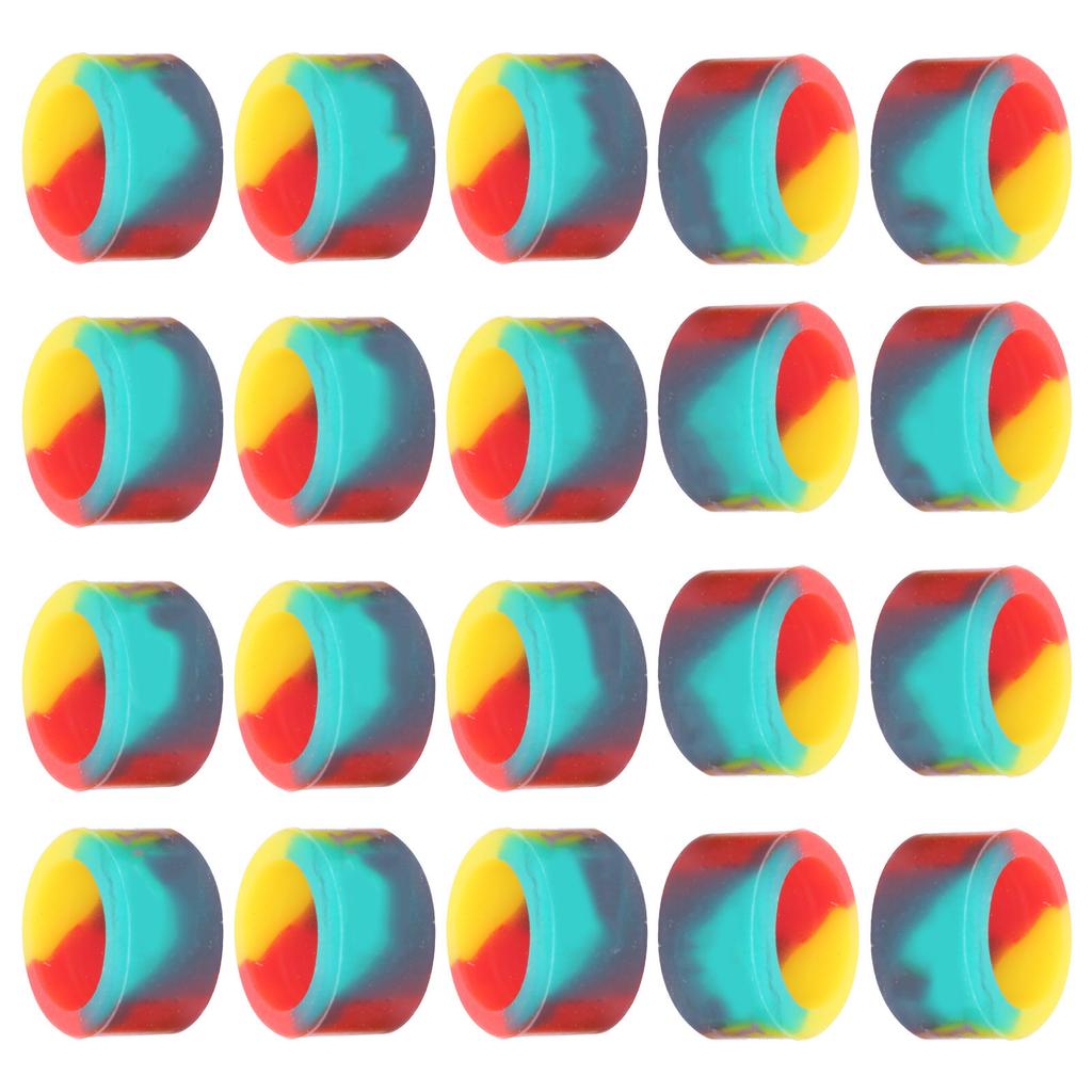 20pcs Fishing Rod Stop Ring 3 Colors Pole AntiSkid Circle Rubber Silicone Fishing Tackle(M )