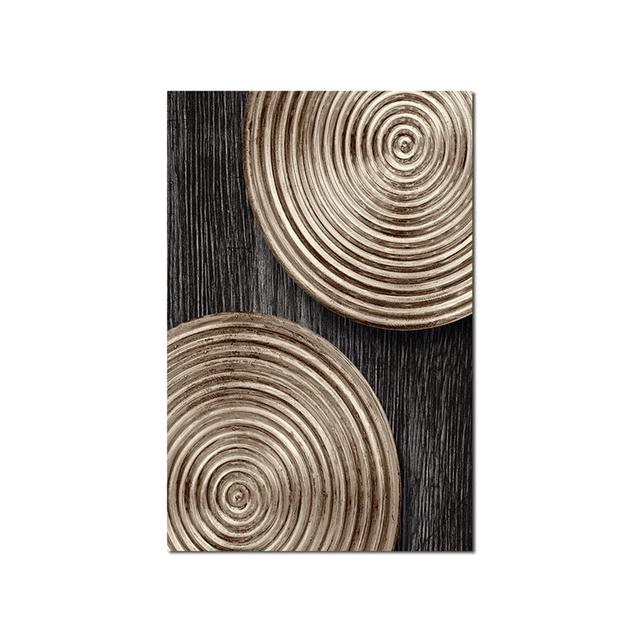 Canvas Painting Nordic Abstract Golden Black Annual Ring Poster and Print Wall Art Picture for Living Room Home Decoration No Frame