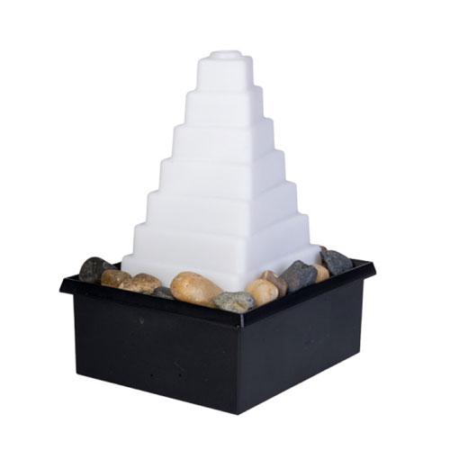 LED Pyramid with River Rocks Water Feature Fountain