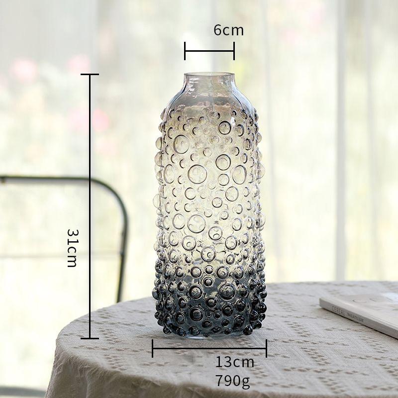 Bubble Patterned Belly Glass Vase Accessories Home Room Dining Table Flower Arrangement Decoration Homestay Villa Desk Ornaments