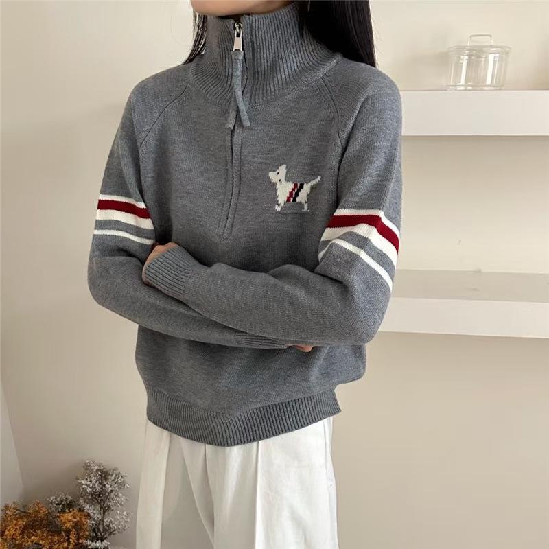 

Jacquard Puppy British Style Half-Zip Knit Sweater Large серый