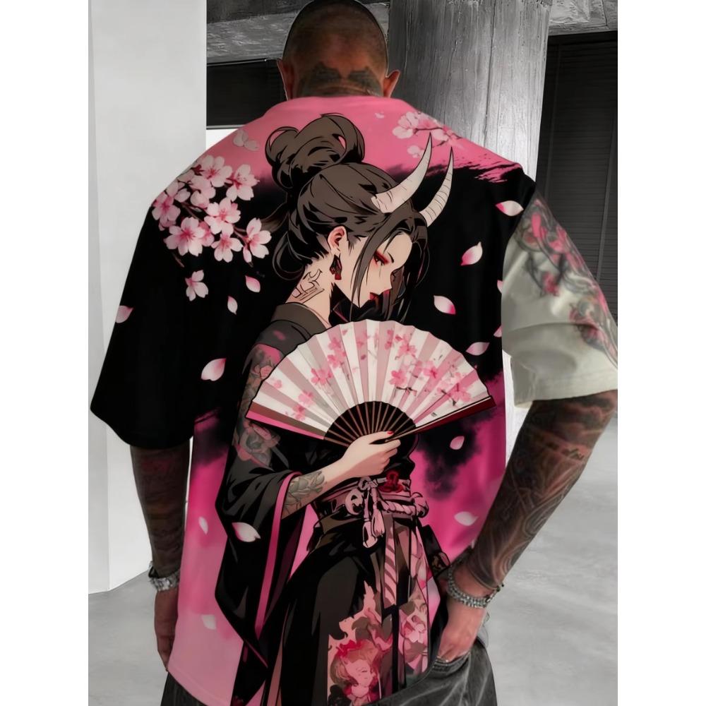 Men s T-shirt Anime Girl 3D Printed T-shirt 2XS