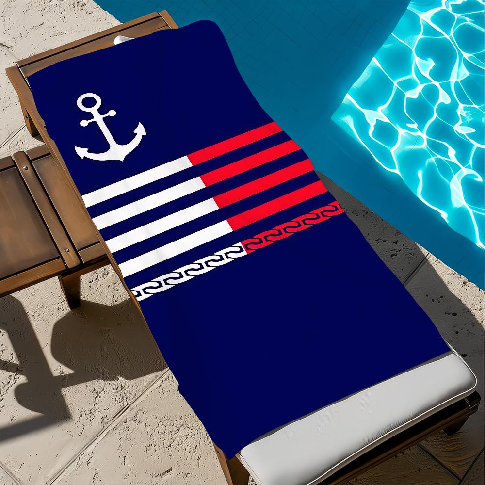 Blue Navigation Wheel Circle Towel Large Quick-Drying Microfiber soft Beach Towel for Travel Fitness Sauna Bathing Camping