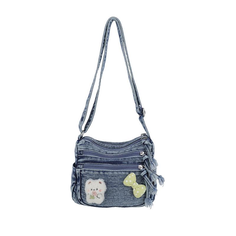 Jeansstofftaschen - Mehrere Fächer, Modisch für den Weg zur Arbeit, Lässig für Reisen, Einzelne Umhängetasche