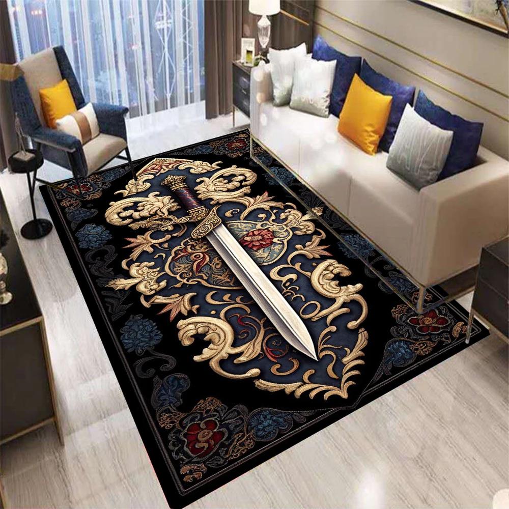 Retro Europa Persien Schwert Säbel Teppich Wohnzimmer Sofa Schlafzimmer Nachttisch Küche Eingangstür Matte Rutschfest Heimdekoration Teppich