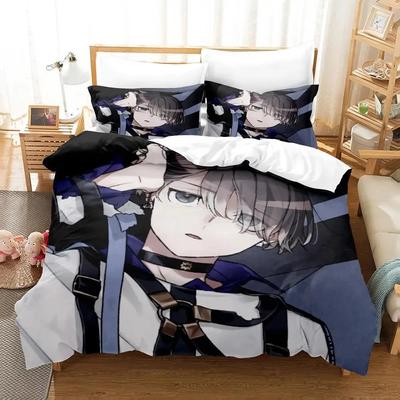 MILGRAM Conjunto de cama de casal Queen King Size para meninos Conjunto de capa de edredom com impressão 3D Anime Conjunto de lençóis